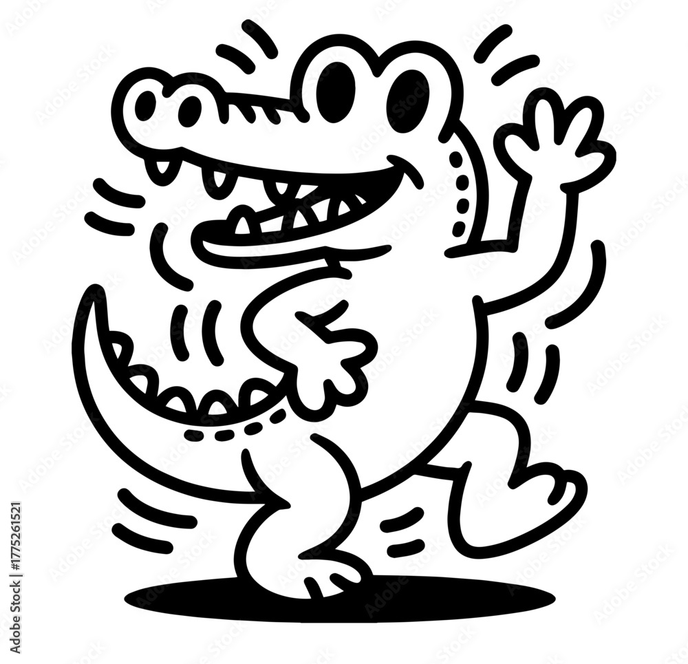 Obraz premium black crocodile with white background