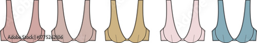 A diverse collection of stylized women's lingerie bras in a palette of muted colors, symbolizing variety and personal choice in intimate apparel