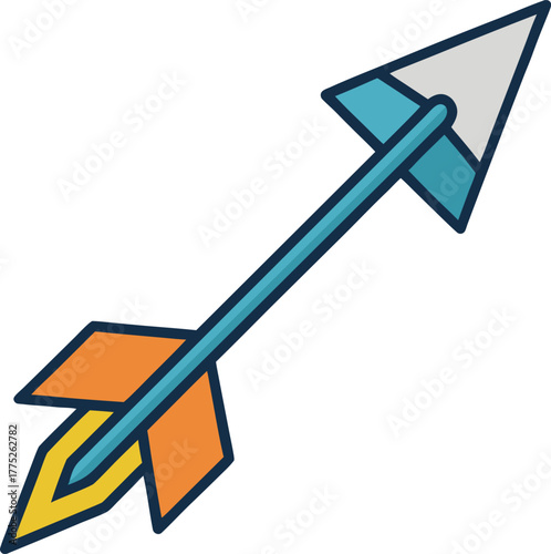 Blue orange grey arrow graphic symbol with dark outline vector illustration EPS file download.
