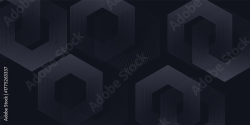Modern render of illuminated gray colored corridor art modern pattern hexagon line