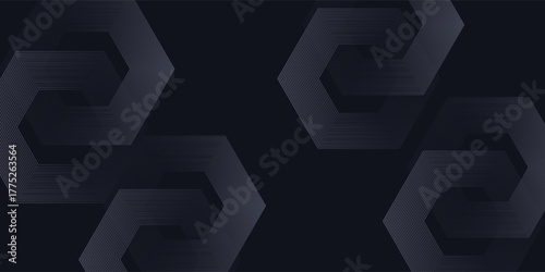 Modern render of illuminated gray colored corridor art modern pattern hexagon line