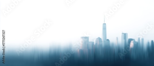 City skyline overlay with stock ticker data