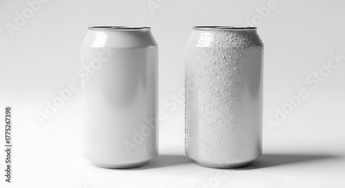 Wallpaper Mural Two beverage cans, one plain white, one with condensation, isolated on white background Torontodigital.ca