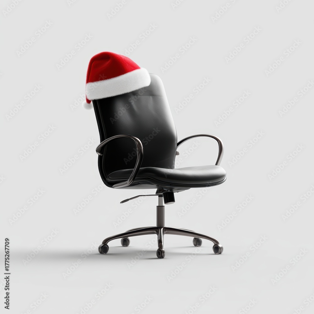 Fototapeta premium Office chair with Santa hat