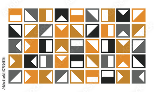 Luxury Golden Square Bauhaus Geometric Pattern Design