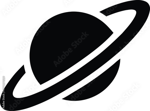 Planet with single ring icon space cosmos