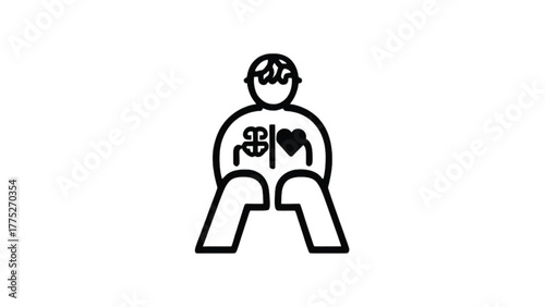 Stylized Human Figure with Internal Brain and Heart Icons