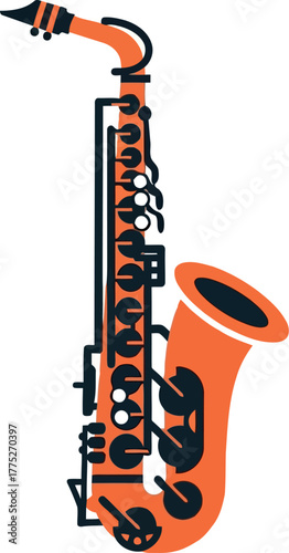 Orange saxophone jazz music instrument icon