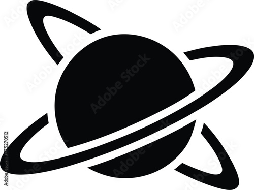 Stylized planet with rings icon space cosmos