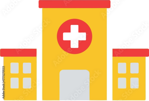 Modern hospital building flat icon