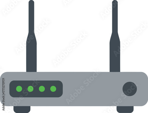 Modern wi fi router with antennas and led lights