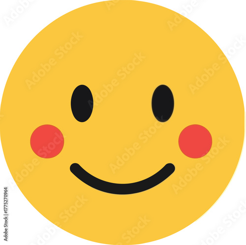 Happy smiley face icon with blushing cheeks