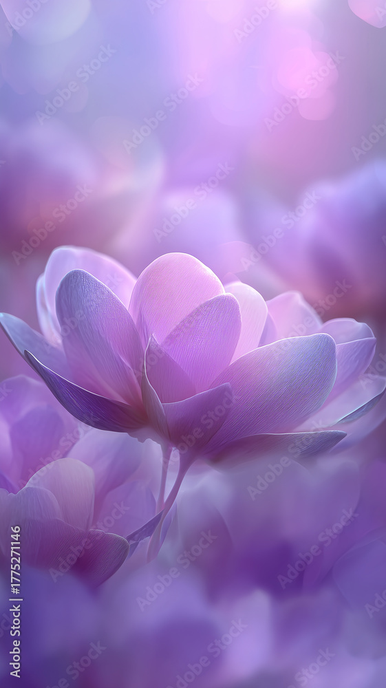 Fototapeta premium 抽象フローラルライトの背景素材【パープル】