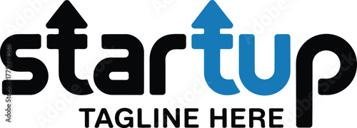 Startup logo with upward arrow symbolizing growth and innovation
