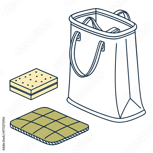 Cleaning supplies with basket