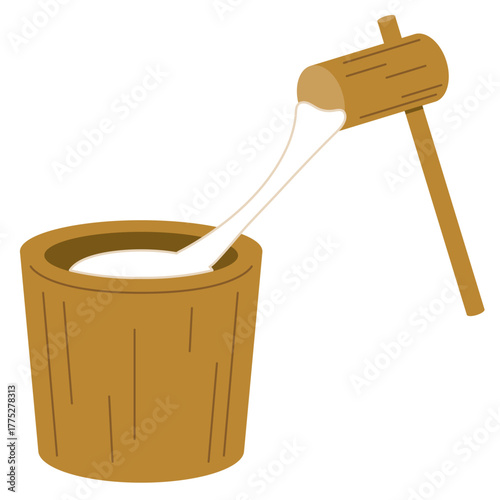 シンプルでかわいい餅つきのイラスト