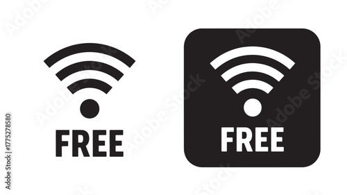Two free wifi signal icons black and white on transparent background silhouette