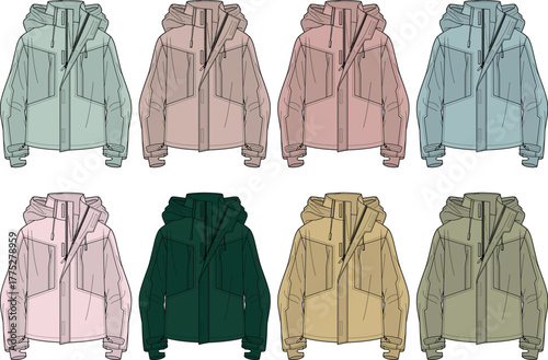 Array of Stylish Windproof Jackets in Various Colors for Outdoor Activities