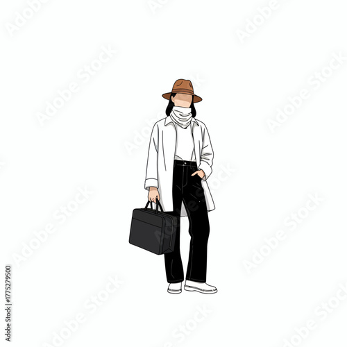 Fashion Modeling Illustration with White Clean Background