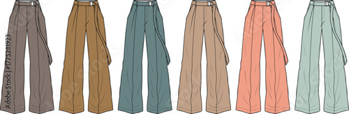 Fashionable Wide Leg Pants Set in Earthy and Pastel Tones