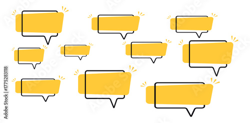 Stickers of speech bubbles vector set. Simple empty comic speech bubbles set. Vintage design, pop art style - stock vector.