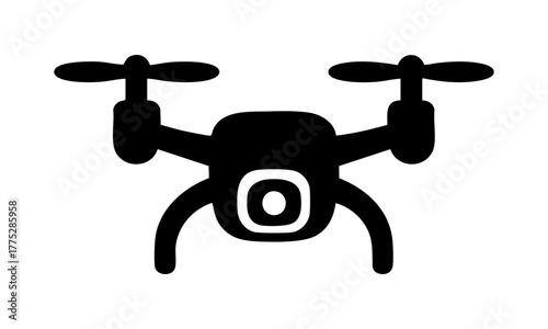Minimalistisches Drohnen-Symbol – Schwarze Quadrocopter-Silhouette