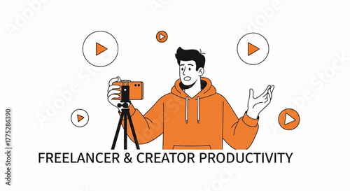 Blogger Capturing Content: Highlighting Modern Freelance Video Creation Process for Growth