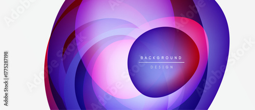 Abstract circular design. Vibrant purple, pink, blue hues blend. Modern background element for creative projects. Simple text reads background design.