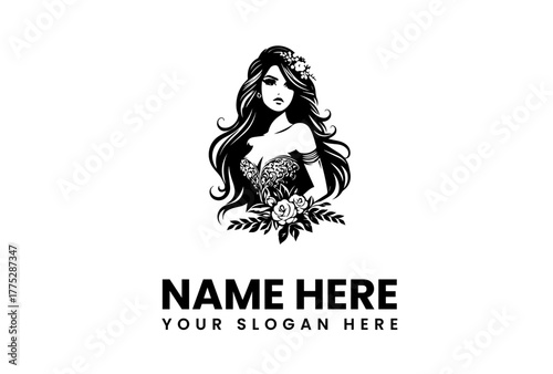 Elegant Woman Logo Design with Floral Details for Beauty and Fashion Brands