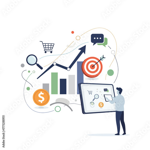 Business Marketing Illustration with White Clean Background
