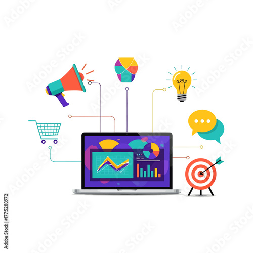 Business Marketing Illustration with White Clean Background