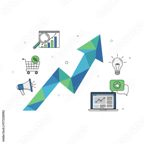 Business Marketing Illustration with White Clean Background