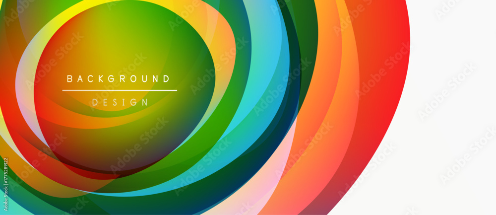 Fototapeta premium Abstract colorful circles create dynamic background. Vibrant hues blend, forming modern design element. Smooth gradients offer visual appeal.