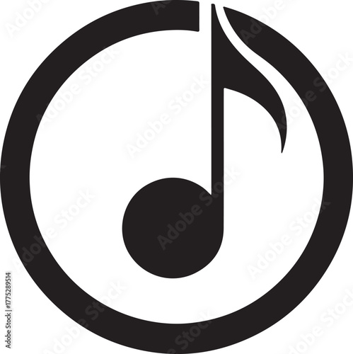 Musical Note in Circle Icon Quarter Note Music Logo Vector