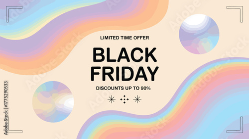 Black Friday Sale with Holographic Swirls and Circles discount offer
