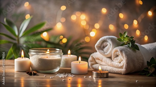 Tranquil evening at home spa relaxation scene with face mask application and soft candlelight ambiance for rejuvenation and peaceful ambiance