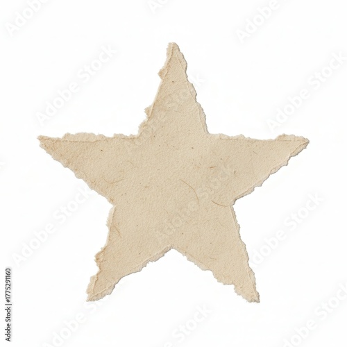 Torn paper star cut out isolated on white background rustic craft element