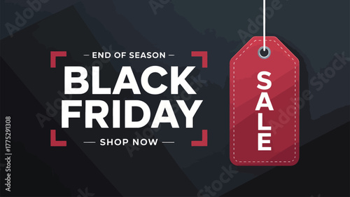 Black Friday End of Season Sale Shopping Tag and Text promotion stock