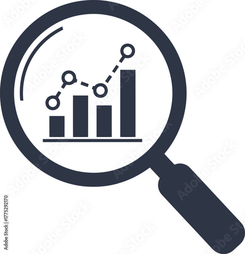 Magnifying glass, representing data analysis, isolated on white background