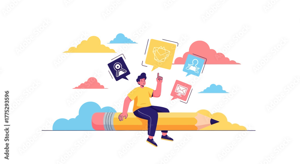 Fototapeta premium Creative Collaboration: A Brainstorm and Illustration of Online Communication, Conceptualized