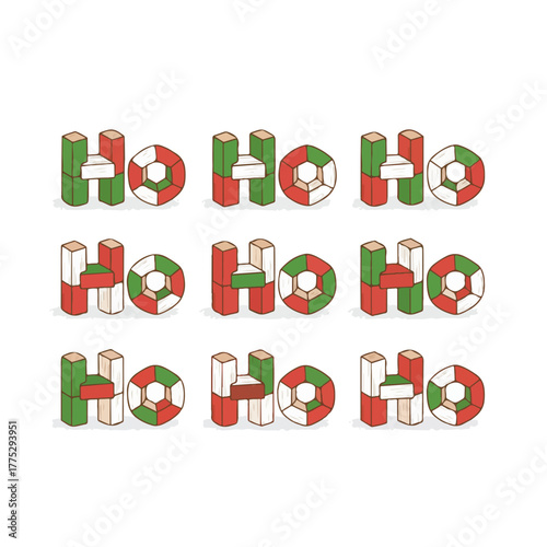 Festive holiday spirit with playful blocks spelling Ho Ho Ho for Christmas cheer