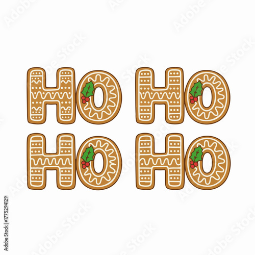 Festive Ho Ho Ho gingerbread cookies for Christmas holiday cheer design