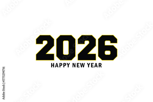 Wallpaper Mural Happy New Year 2026 White Text Background Vector For Print, Happy New Year 2026 Beautiful Text Background Design. Torontodigital.ca