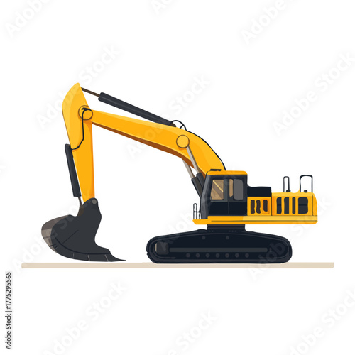 Construction Equipment, 2D flat vector illustration isolated on a plain white background.
