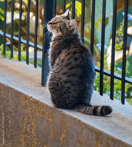 Portoferraio, Elba, Toscana, Italy, Europe - 26 September 2025, cat on the fence