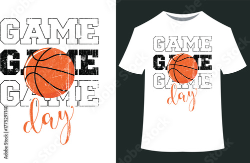 Game day text and basketball graphic for t-shirt design in illustration. EPS-10.