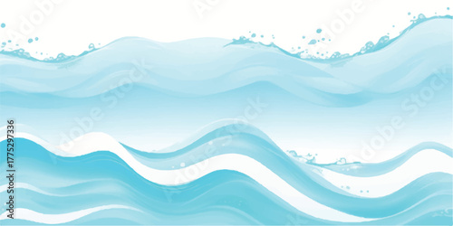 Abstract blue water waves illustration flowing ocean surface background vector design for summer and nature concepts