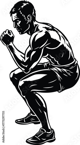 Bodyweight squats icon, realistic, high-resolution.