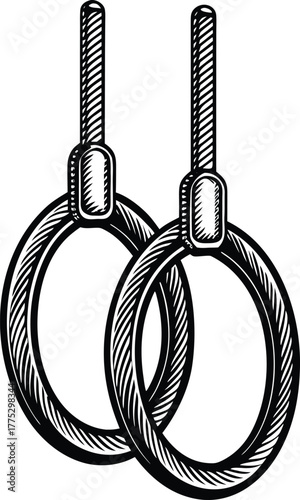 Gymnastics rings workout icon, realistic, high-resolution vector