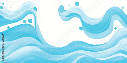 Abstract blue water waves background vector illustration with fluid shapes and bubbles perfect for summer designs and aquatic themes